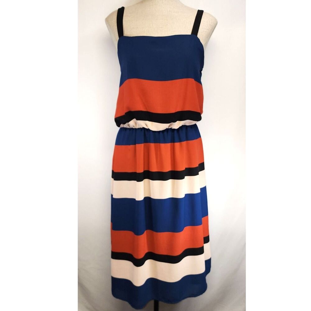 Allison Joy Evereve Retro Striped Midi Dress Size S